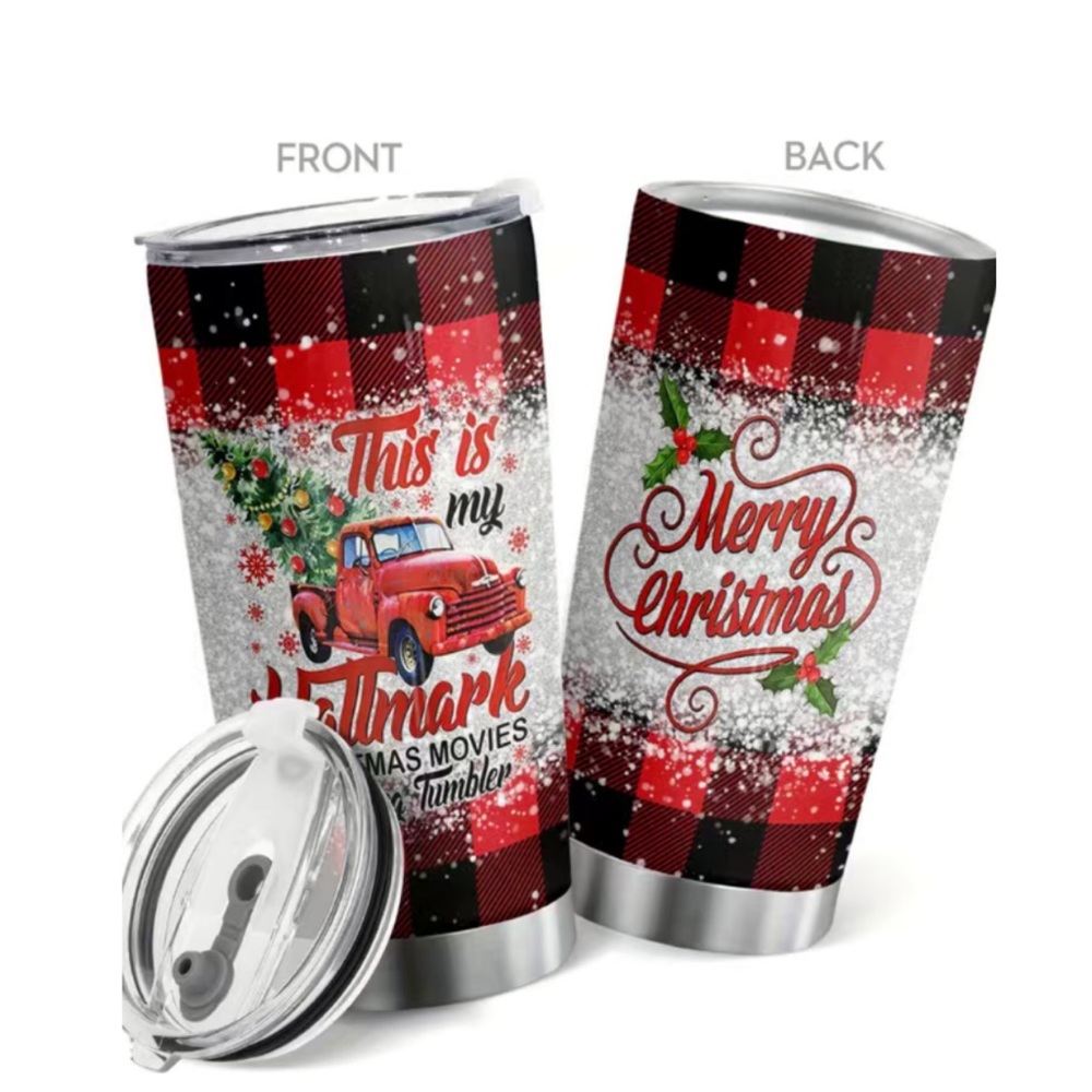 CHRISTMAS GIFT RED TRUCK TUMBLER MERRY CHRISTMAS TUMBLER